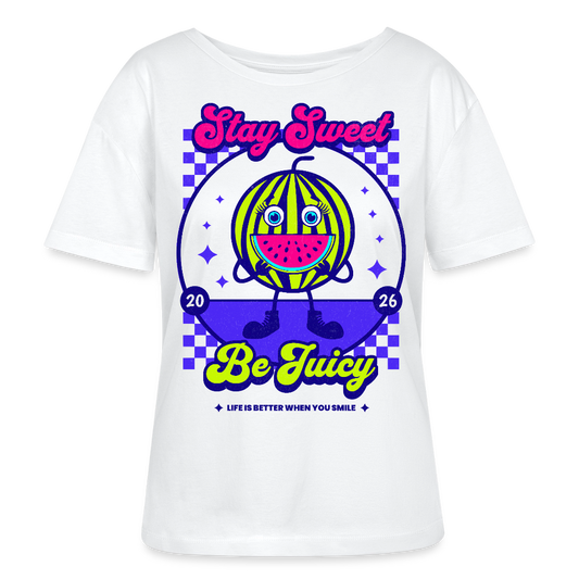 Stay Sweet Design – Rundhals Frauen Bio-T-Shirt - Weiß