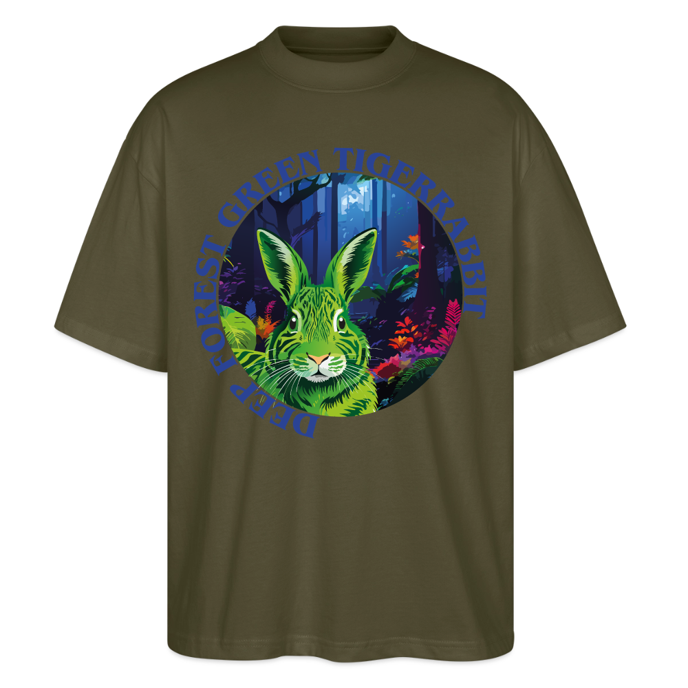 Tiger Rabbit Design – Oversized Unisex Bio T-Shirt - Khaki