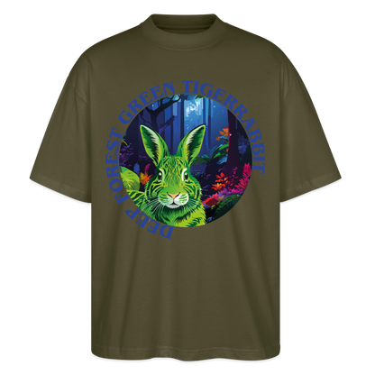 Tiger Rabbit Design – Oversized Unisex Bio T-Shirt - Khaki