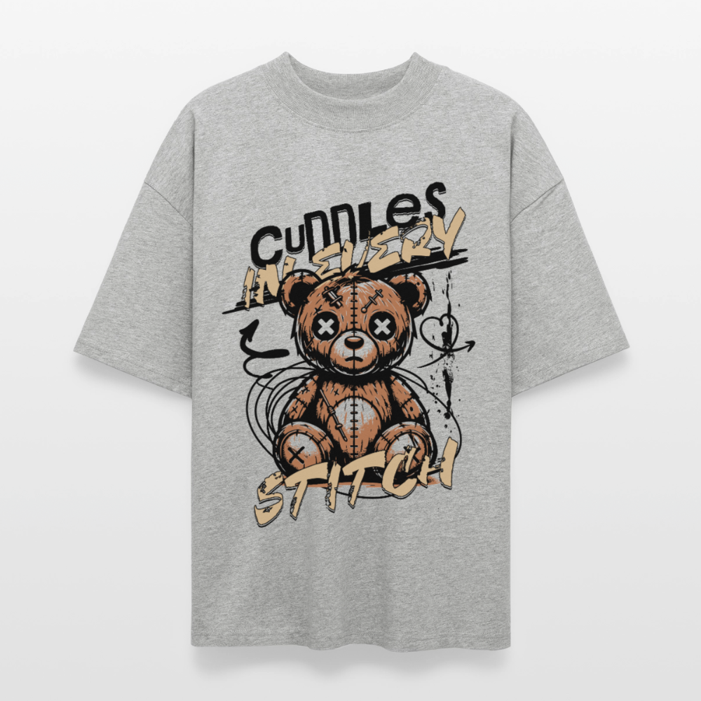 Bear Design – Oversized Unisex Bio T-Shirt - Grau meliert
