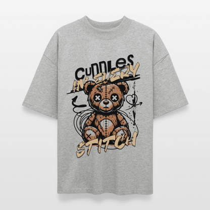 Bear Design – Oversized Unisex Bio T-Shirt - Grau meliert