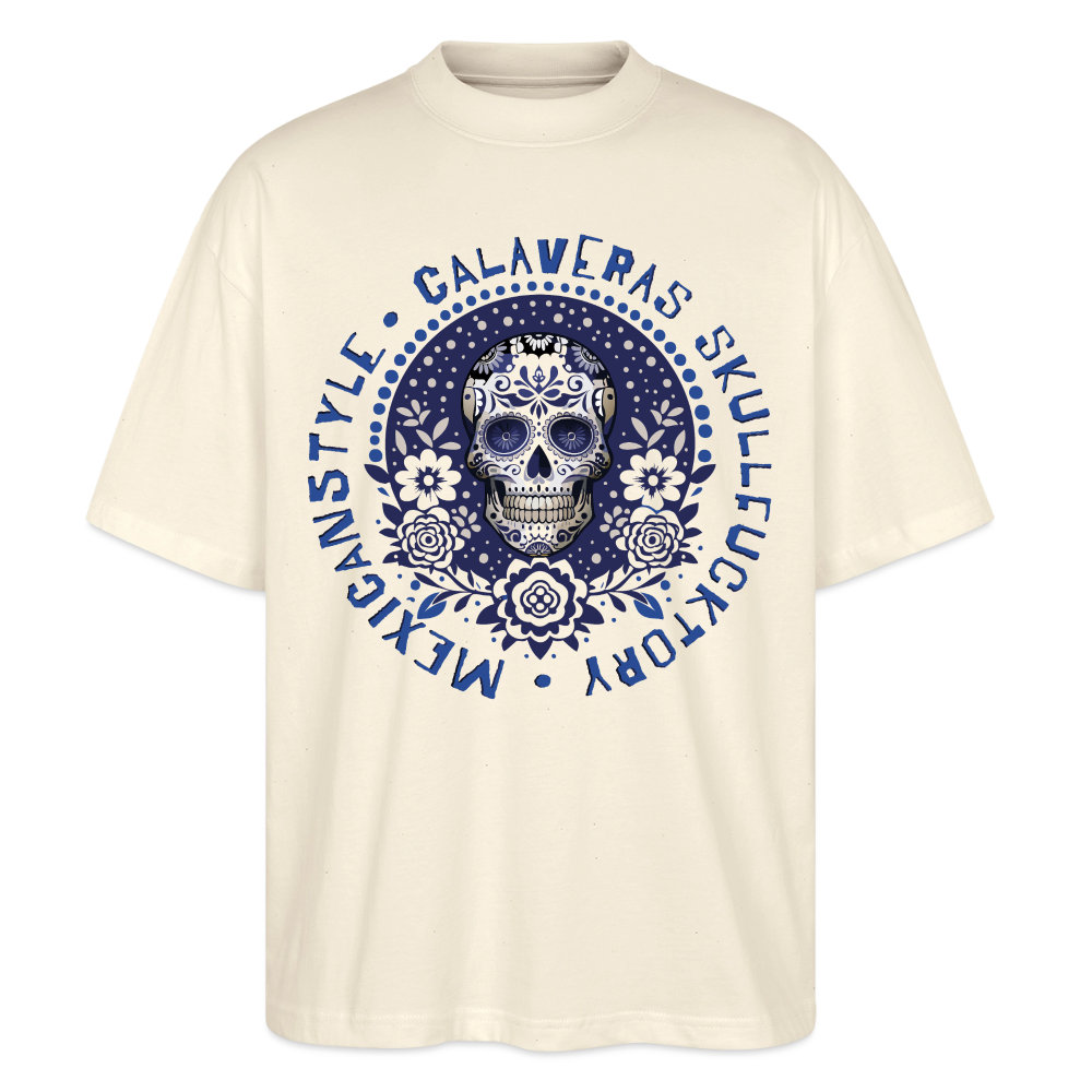 Sugar Skull Blau Design – Oversized Unisex Bio T-Shirt - Natur