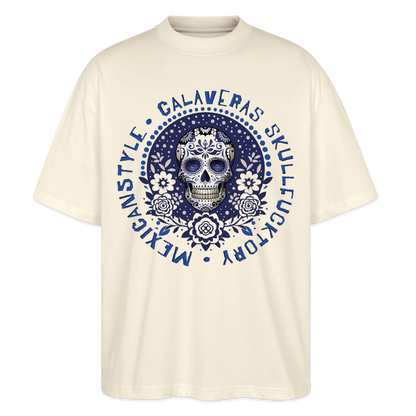 Sugar Skull Blau Design – Oversized Unisex Bio T-Shirt - Natur