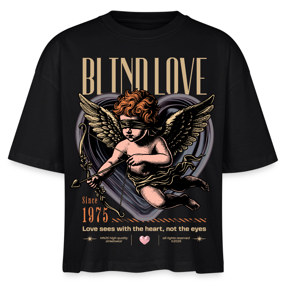 Blind Love Design – Frauen Boxy Bio-T-Shirt - Schwarz