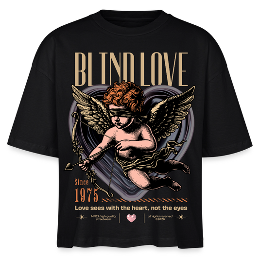 Blind Love Design – Frauen Boxy Bio-T-Shirt - Schwarz