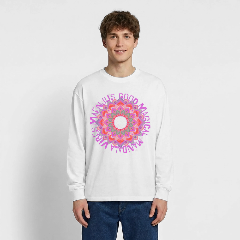 Mandala Pink Design – Oversized Langarmshirt - Weiß
