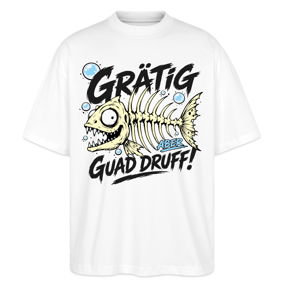 Fischskelett Grätig Design – Oversized Unisex Bio T-Shirt - Weiß
