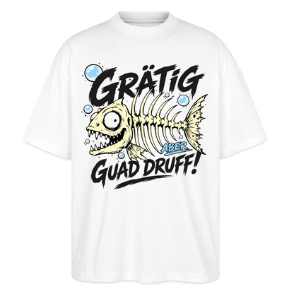 Fischskelett Grätig Design – Oversized Unisex Bio T-Shirt - Weiß
