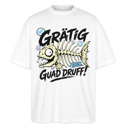Fischskelett Grätig Design – Oversized Unisex Bio T-Shirt - Weiß