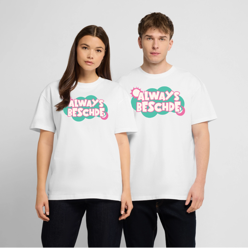 Always Beschde Design – Oversized Unisex Bio T-Shirt Blaster 2.0 - Weiß