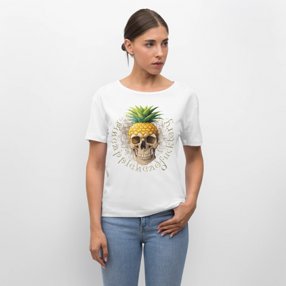 Pineapple Skull Design - Rundhals Frauen Bio-T-Shirt - Weiß