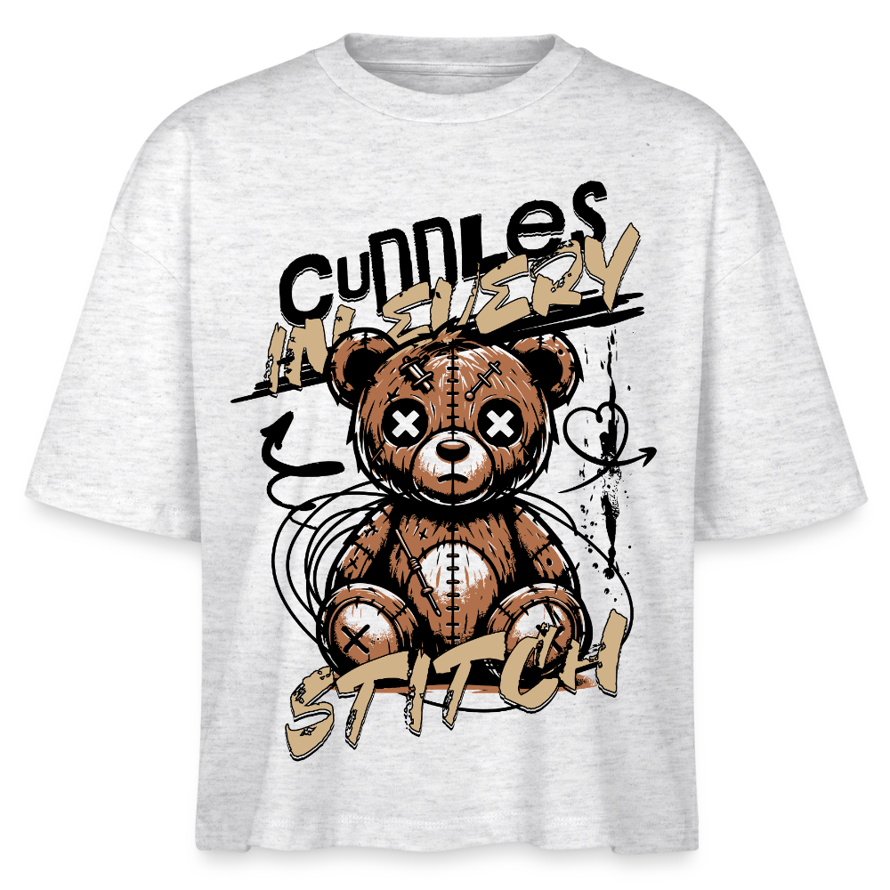 Bear Design – Frauen Boxy Bio-T-Shirt - Weiß meliert