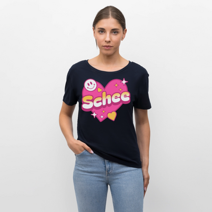 Schnee Design – Rundhals Frauen Bio-T-Shirt - Navy