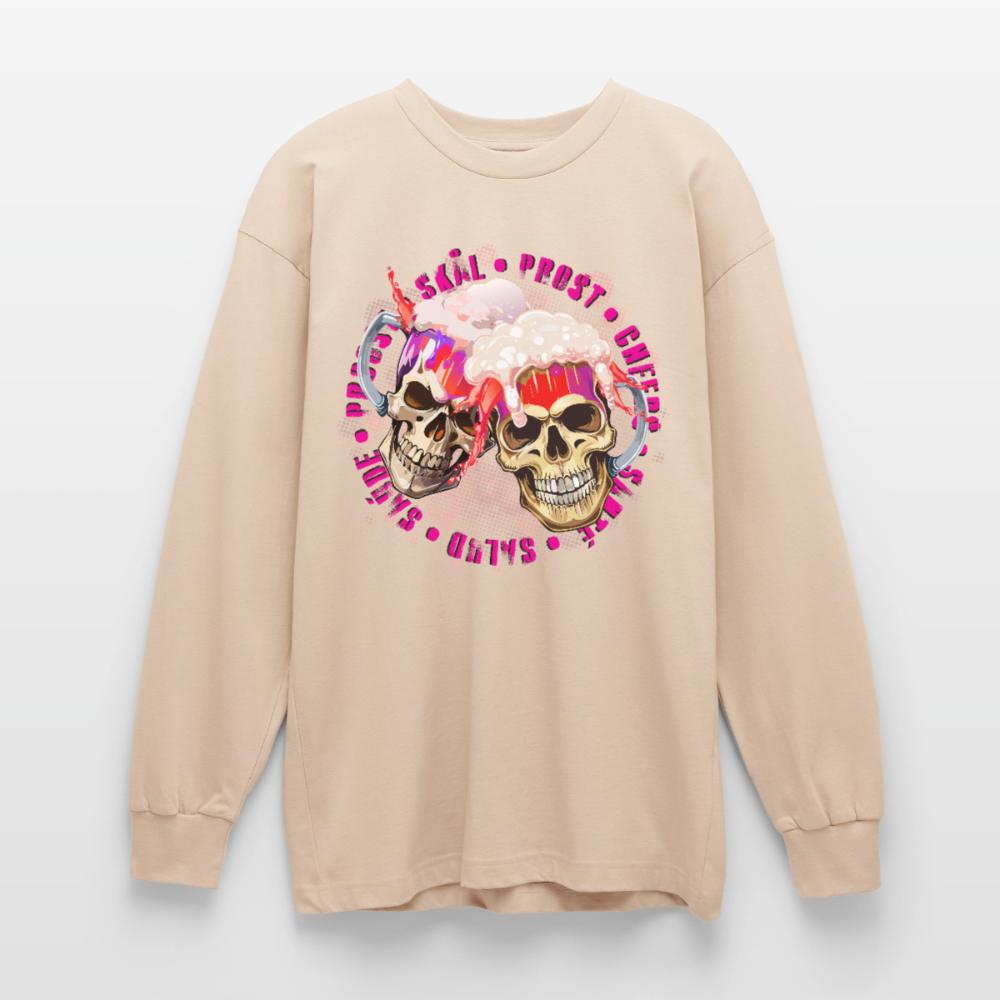 Party Skull Design Pink – Oversized Langarmshirt - Sand