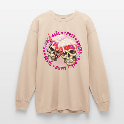 Party Skull Design Pink – Oversized Langarmshirt - Sand