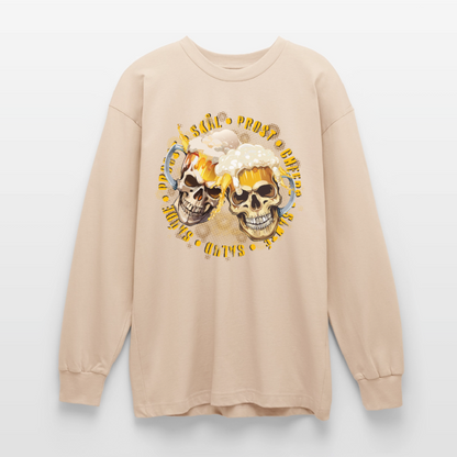 Party Skull Design – Oversized Langarmshirt - Sand