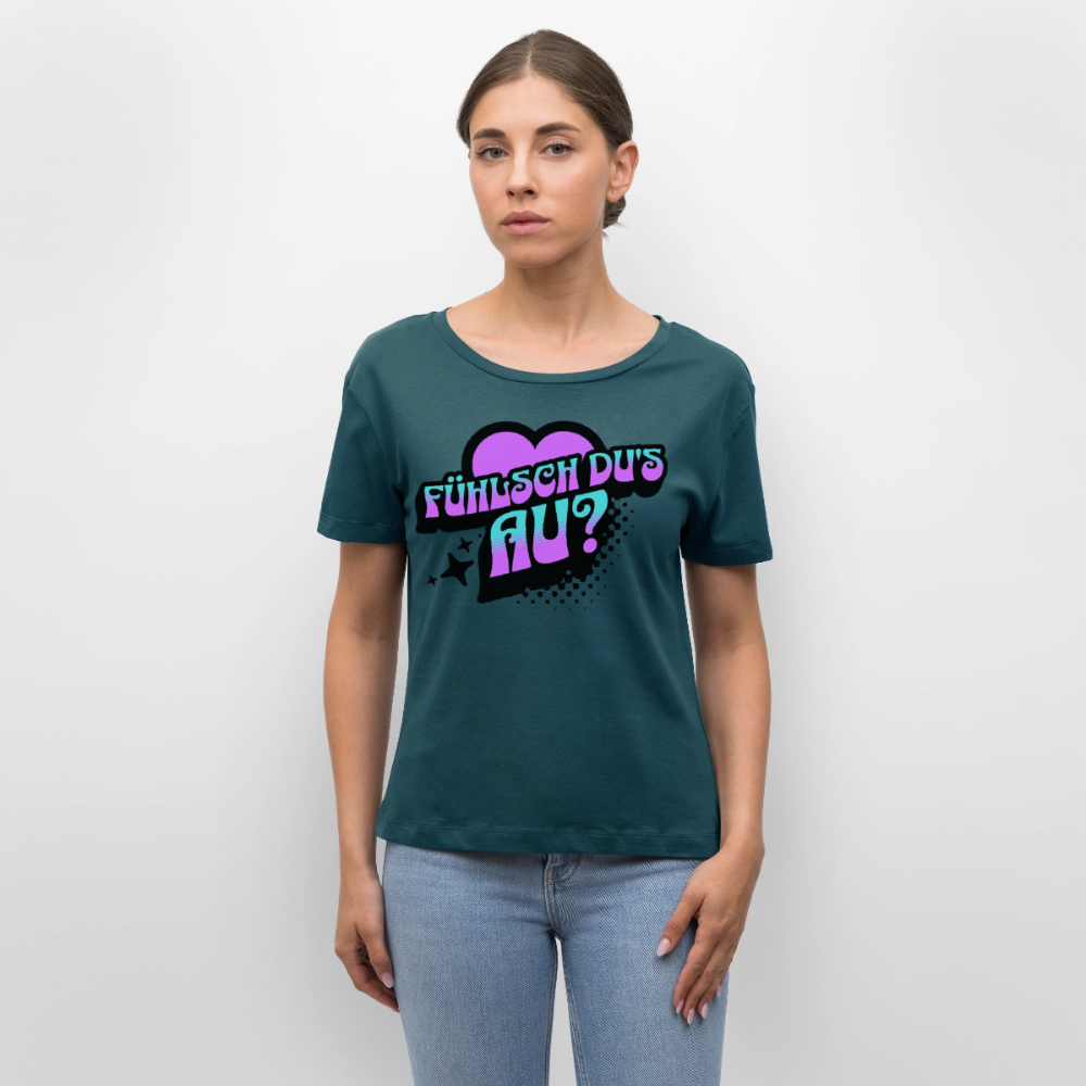 Fühlsch du‘s au Design – Rundhals Frauen Bio-T-Shirt - Dunkles Petrol