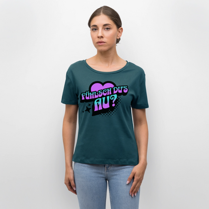 Fühlsch du‘s au Design – Rundhals Frauen Bio-T-Shirt - Dunkles Petrol