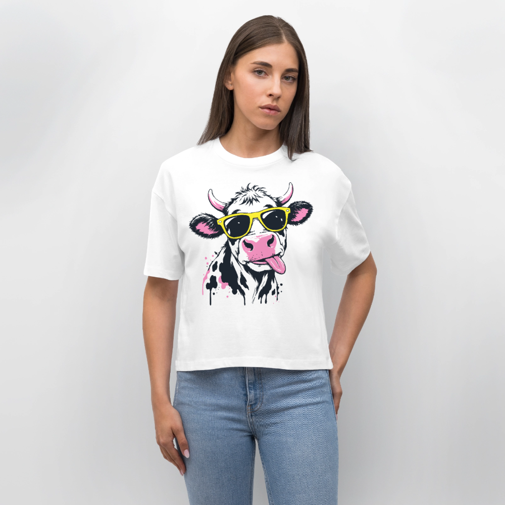 Street Cowboy Design – Frauen Boxy Bio-T-Shirt - Weiß