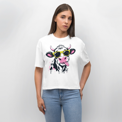 Street Cowboy Design – Frauen Boxy Bio-T-Shirt - Weiß