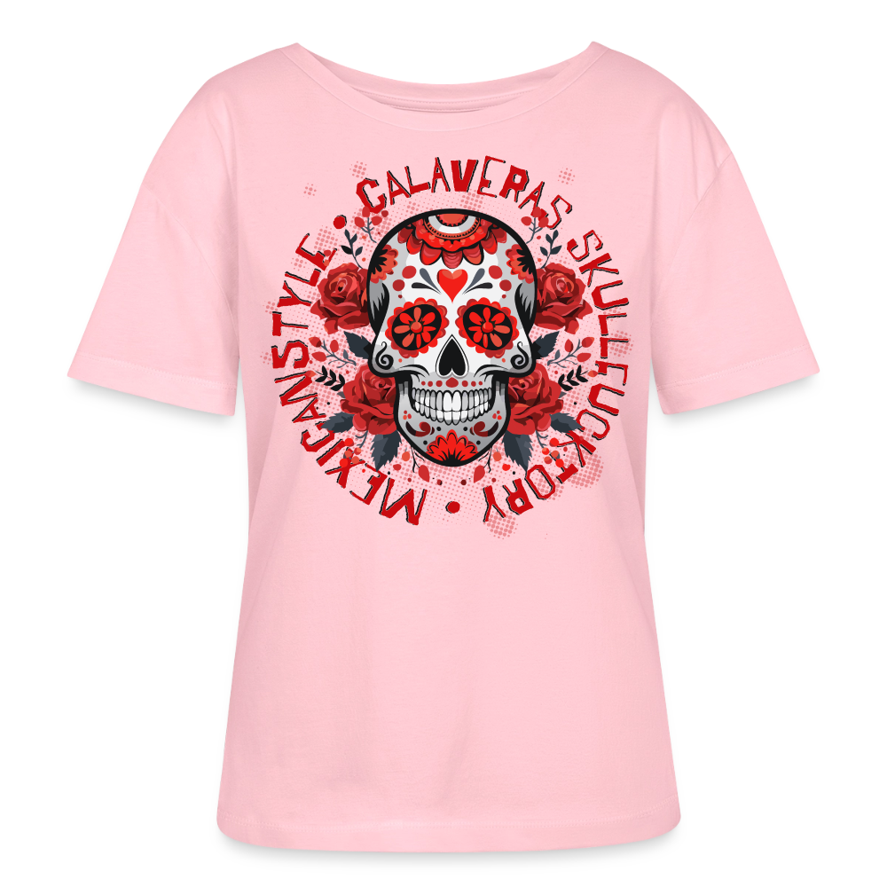 Sugar Skull Rosen Design - Rundhals Frauen Bio-T-Shirt - Hellrosa