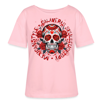 Sugar Skull Rosen Design - Rundhals Frauen Bio-T-Shirt - Hellrosa
