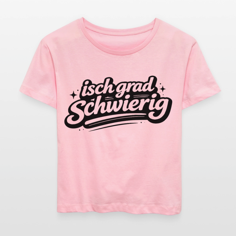 isch grad schwierig Design – Rundhals Frauen Bio-T-Shirt - Hellrosa