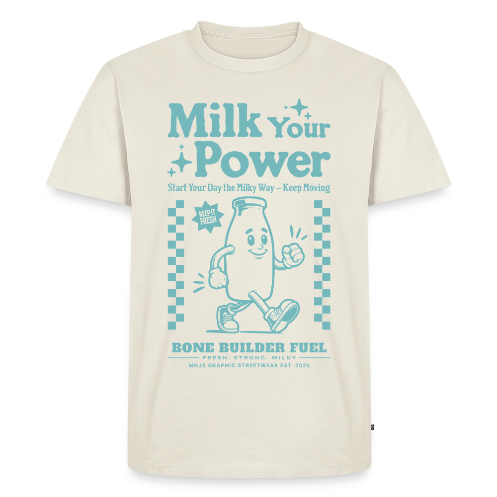 Milk Your Power Design – Männer Premium T-Shirt - Naturweiß