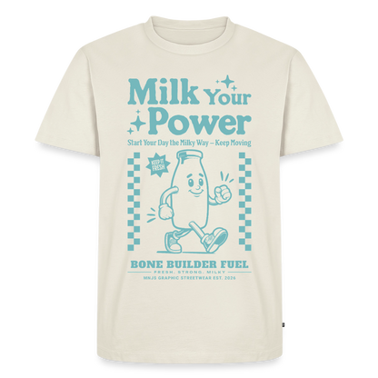 Milk Your Power Design – Männer Premium T-Shirt - Naturweiß