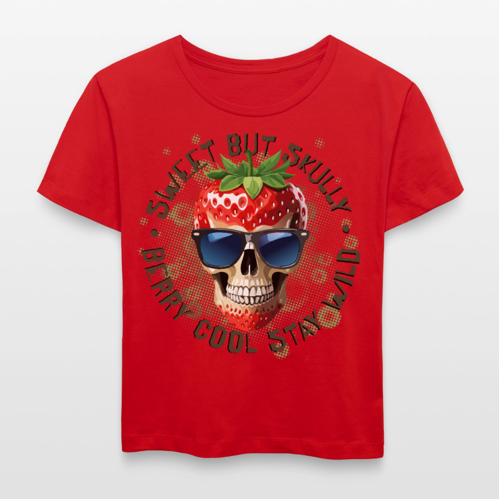 Strawberry Skull Design – Rundhals Frauen Bio-T-Shirt - Rot