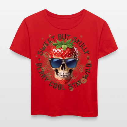 Strawberry Skull Design – Rundhals Frauen Bio-T-Shirt - Rot