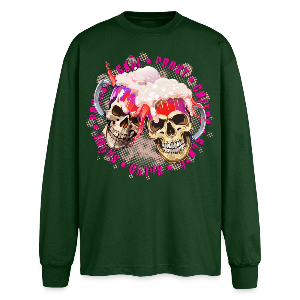 Party Skull Design Pink – Oversized Langarmshirt - Flaschengrün