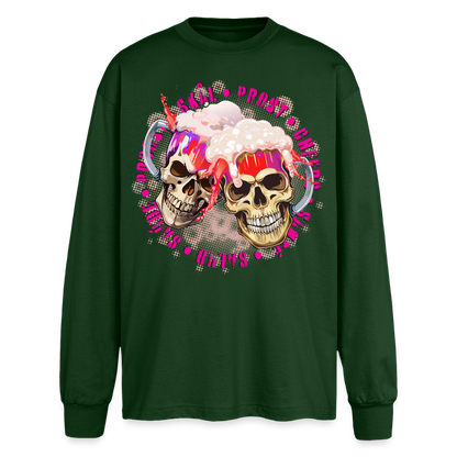 Party Skull Design Pink – Oversized Langarmshirt - Flaschengrün