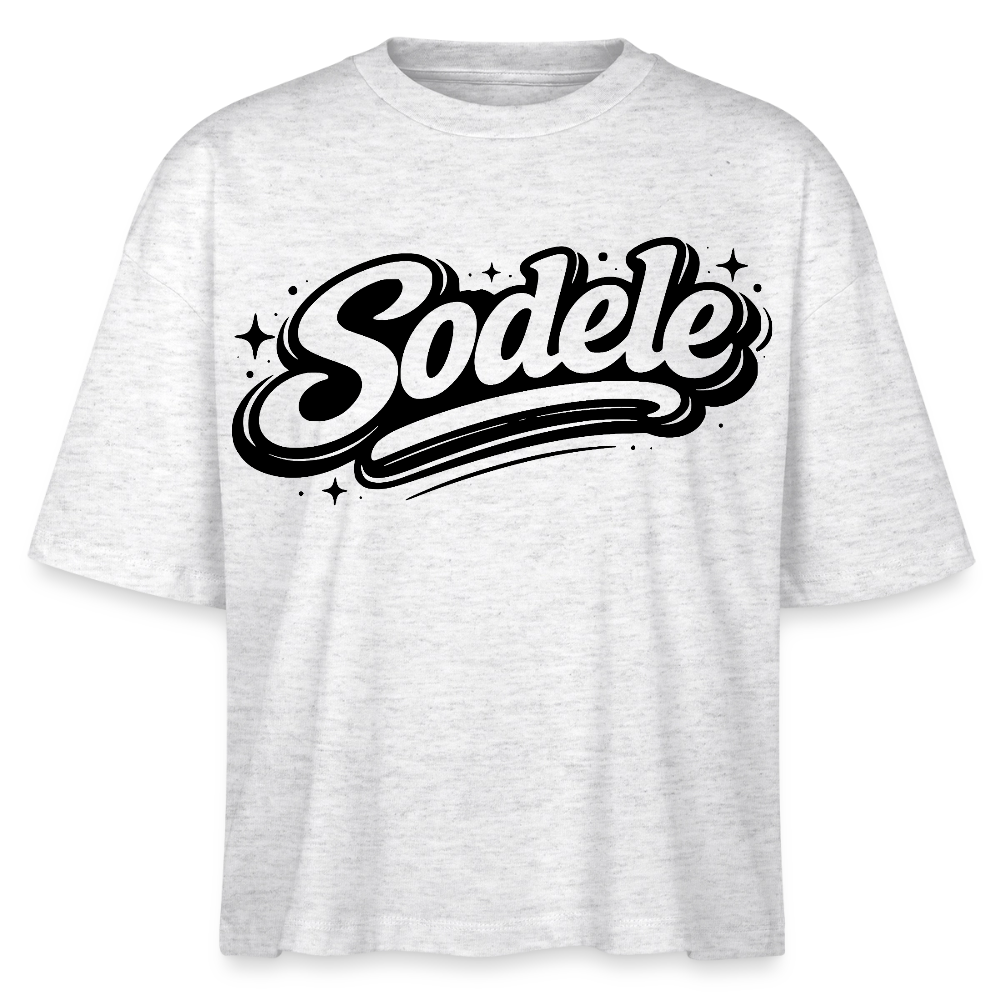 Sodele Design – Frauen Boxy Bio-T-Shirt - Weiß meliert