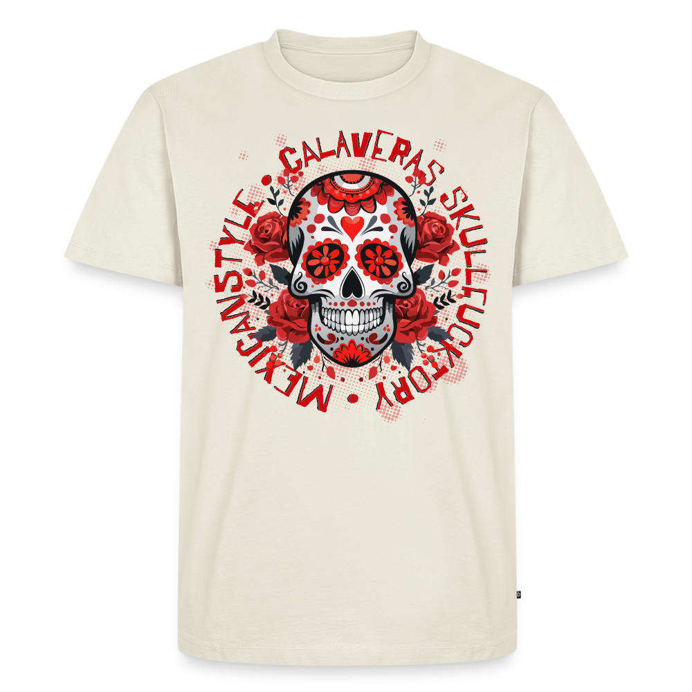 Sugar Skull Rosen Design - Männer Premium T-Shirt - Naturweiß