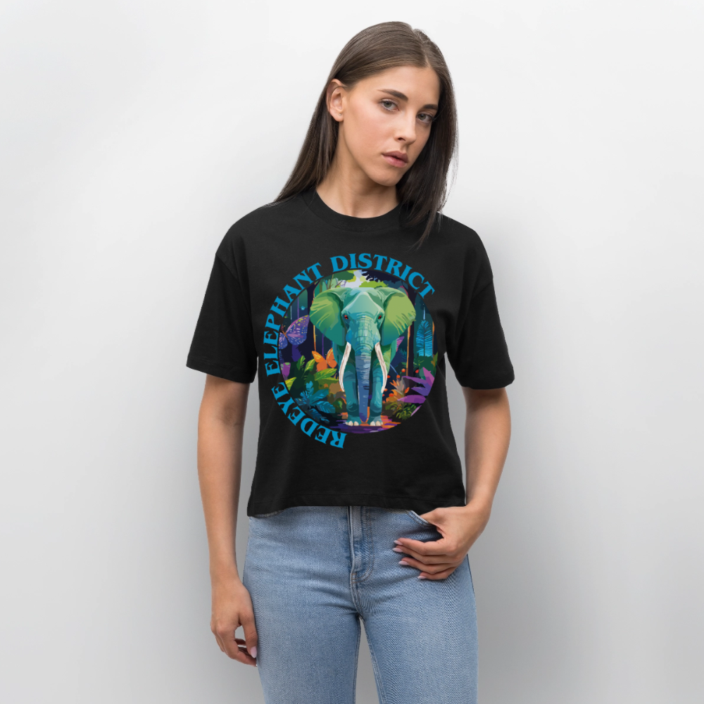 Elephant Design – Frauen Boxy Bio-T-Shirt - Schwarz
