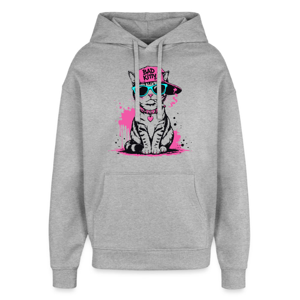 Bad Kitty Design – Oversized Unisex Hoodie - Grau meliert