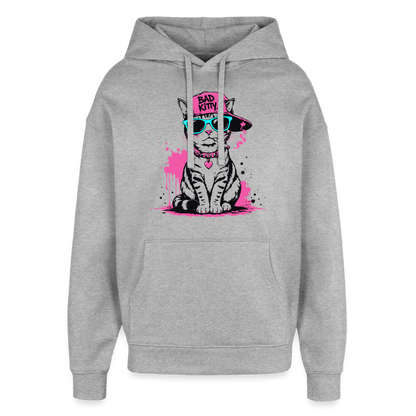 Bad Kitty Design – Oversized Unisex Hoodie - Grau meliert
