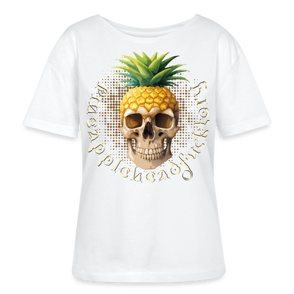 Pineapple Skull Design - Rundhals Frauen Bio-T-Shirt - Weiß