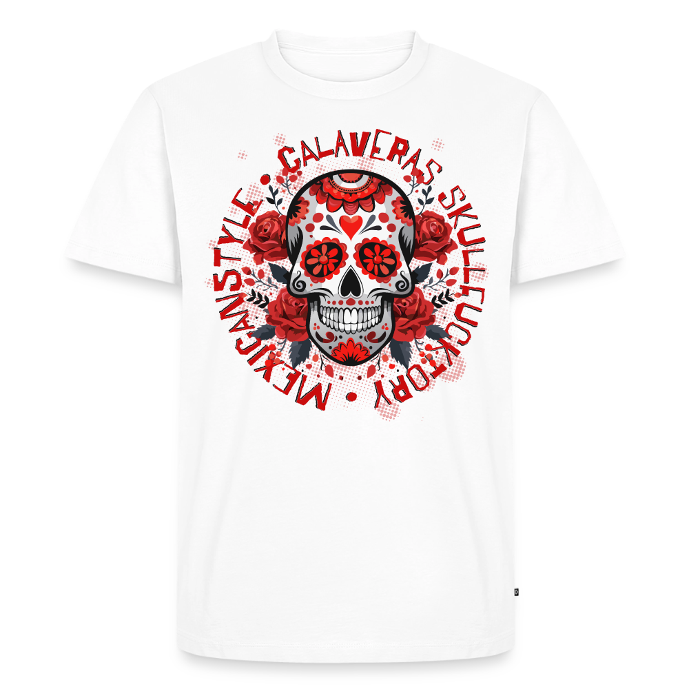 Sugar Skull Rosen Design - Männer Premium T-Shirt - Weiß