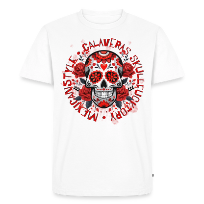 Sugar Skull Rosen Design - Männer Premium T-Shirt - Weiß