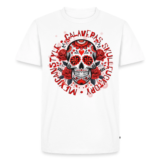 Sugar Skull Rosen Design - Männer Premium T-Shirt - Weiß