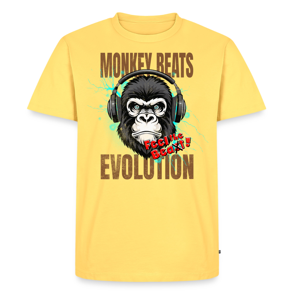Monkey Beats Design – Männer Premium T-Shirt - Pastellgelb