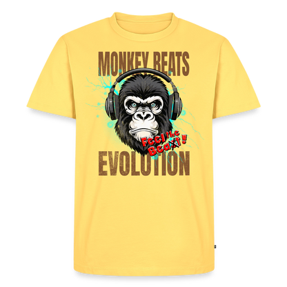 Monkey Beats Design – Männer Premium T-Shirt - Pastellgelb