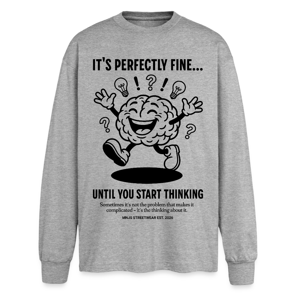 Brain Design – Oversized Langarmshirt - Grau meliert