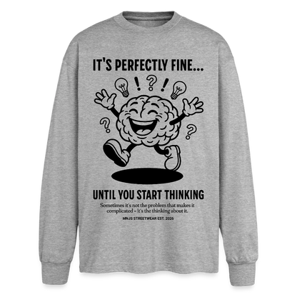 Brain Design – Oversized Langarmshirt - Grau meliert