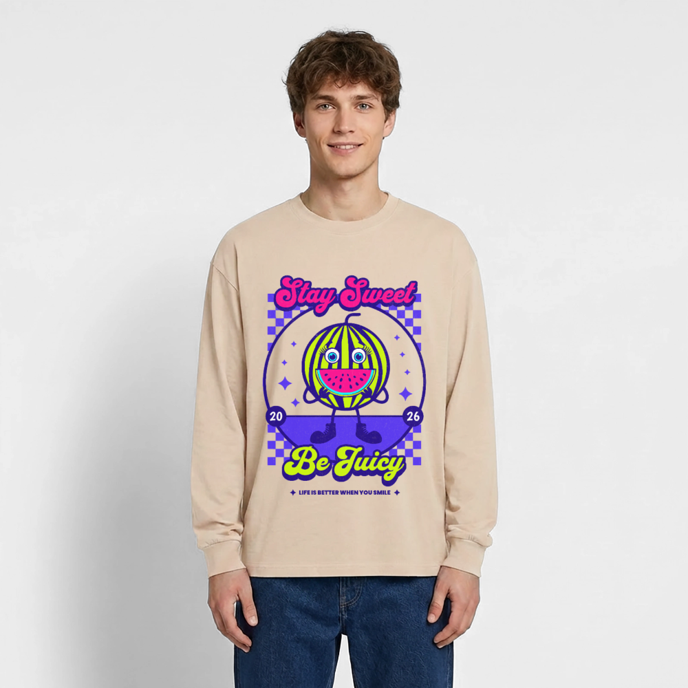 Stay Sweet Design – Oversized Langarmshirt - Sand