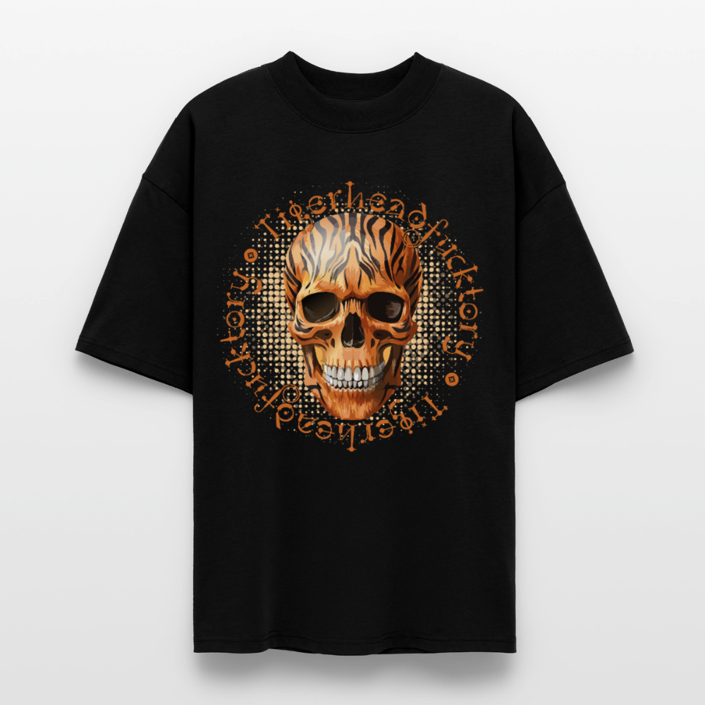 Tiger Skull Design – Oversized Unisex Bio T-Shirt - Schwarz