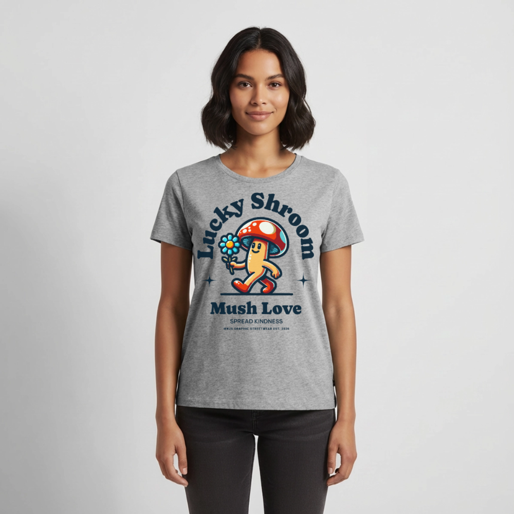 Lucky Shroom Design – Frauen Premium T-Shirt - Grau meliert