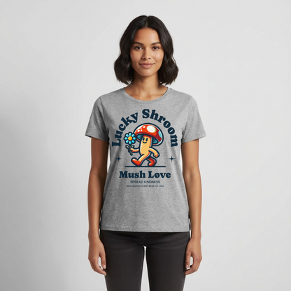 Lucky Shroom Design – Frauen Premium T-Shirt - Grau meliert